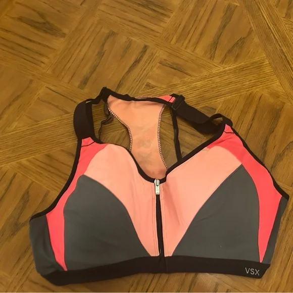 VSX Pink and Gray Incredible Sports Bra Front Zipper Victoria’s Secret - Picture 1 of 4